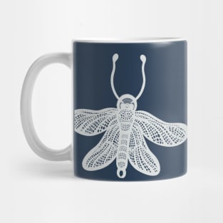 Owlfly Ink Art - cool animal design - on navy blue Mug